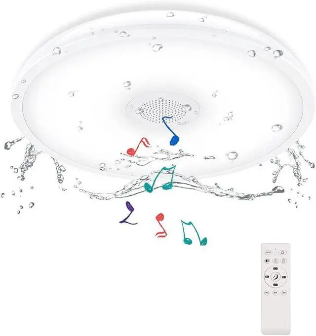 Main image of Upgrade Waterproof Ceiling Light LED Music Ceiling Lamp with Bluetooth Speaker,FCC UL1598 Certified 18W Color Changing Light with Remote Control for Bathroom Shower Kitchen Outdoor ( Need Wired )