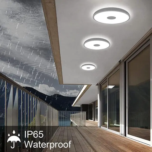 Alt view image 6 of 7 - Upgrade Waterproof Ceiling Light LED Music Ceiling Lamp with Bluetooth Speaker,FCC UL1598 Certified 18W Color Changing Light with Remote Control for Bathroom Shower Kitchen Outdoor ( Need Wired )