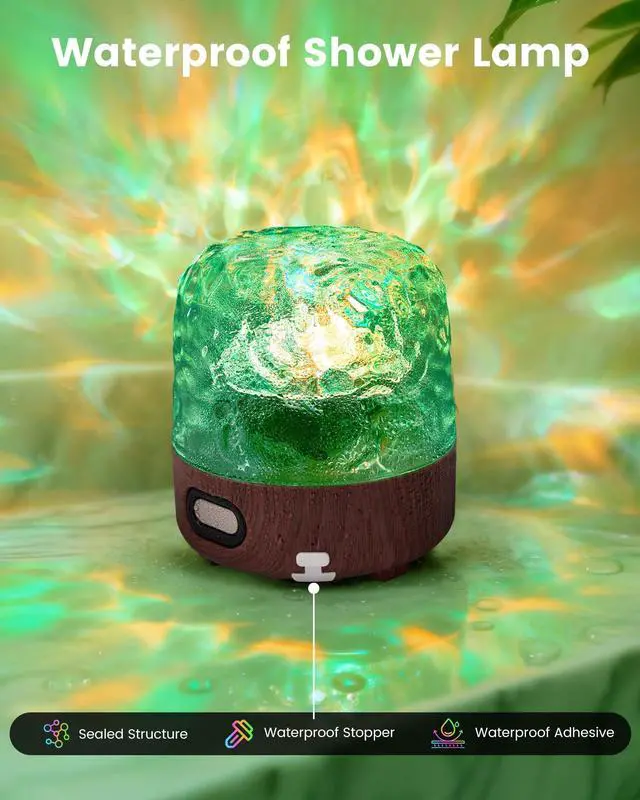 Alt view image 3 of 7 - Waterproof Shower Lamp, 16 Colors Ocean Wave Effect Projector Light with Bluetooth Music Speaker for Bedroom Relaxing Shower