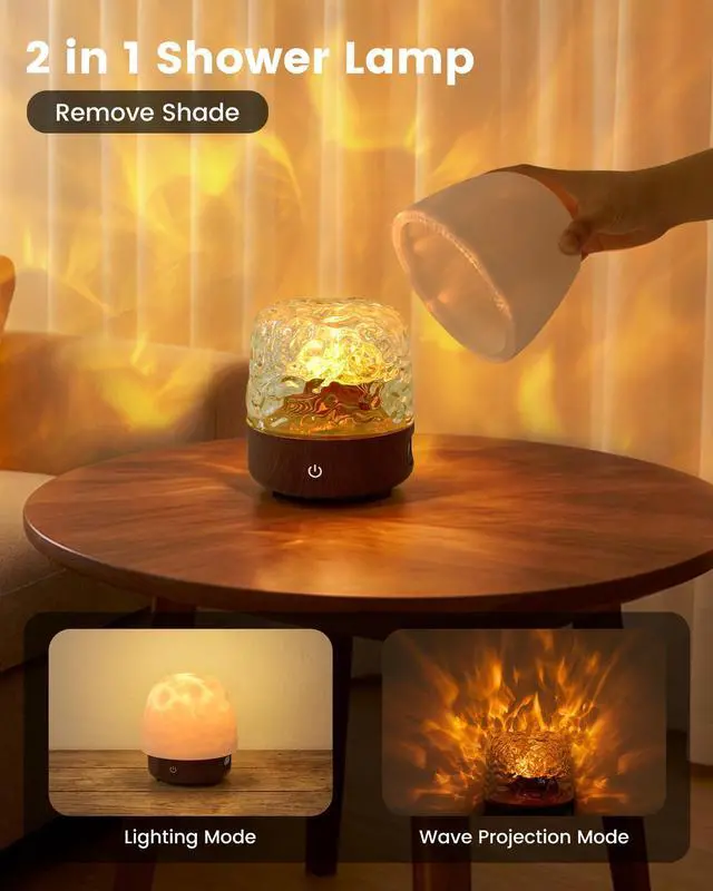 Alt view image 7 of 7 - Waterproof Shower Lamp, 16 Colors Ocean Wave Effect Projector Light with Bluetooth Music Speaker for Bedroom Relaxing Shower