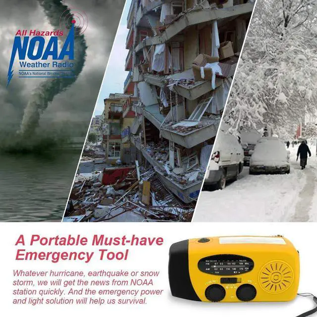 Alt view image 2 of 7 - Portable Solar Emergency Weather Radio Upgrade Hand Crank AM/FM NOAA Survival Radio with 2000mAh Cellphone Charger LED Flashlight Battery Indicator for Home Camping Earthquake