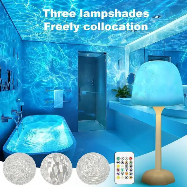 Alt view image 2 of 7 - 4 in 1 Shower Lamp Waterproof Bathroom Lamp Ocean Wave Projector Light Northern Galaxy Light 16 Color Rechargeable Remote Control lumena Lamps for Inside Shower/Bathtub