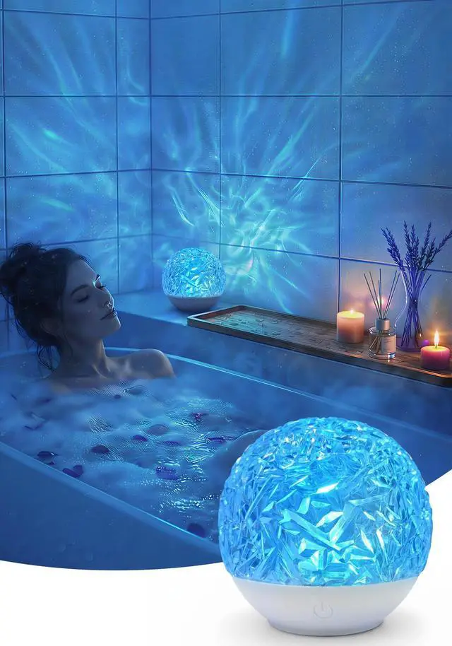 Main image of Waterproof Shower Lamp, Shower Light for Inside Shower with 16 Colors, Rechargeable Water Ripple Ambient Lighting, Remote & Touch Control, Cordless for Bathroom Bathtub Shower Relaxation Gift - White