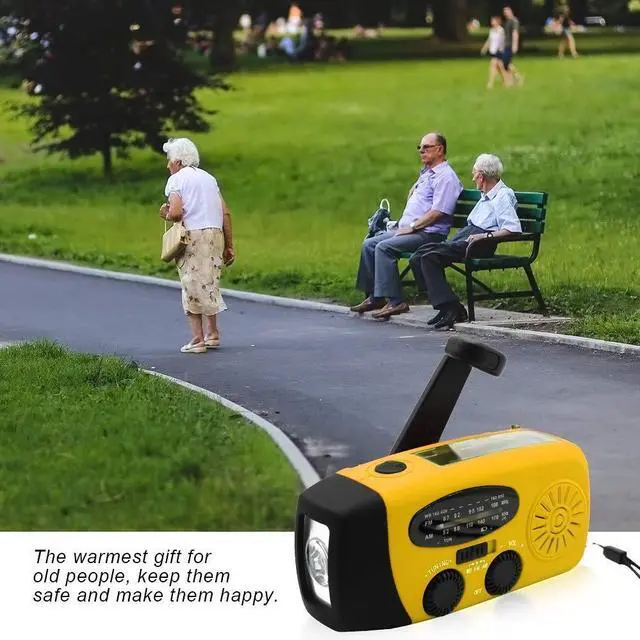 Alt view image 7 of 7 - Portable Solar Emergency Weather Radio Upgrade Hand Crank AM/FM NOAA Survival Radio with 2000mAh Cellphone Charger LED Flashlight Battery Indicator for Home Camping Earthquake