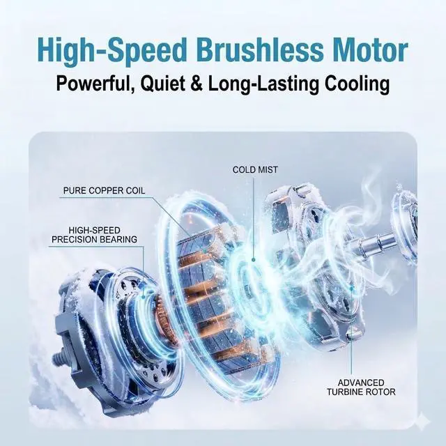 Alt view image 7 of 7 - Portable Handheld Fan with 200,000 RPM High-Speed Motor, Mini Rechargeable Personal Fan, 6 Adjustable Speeds, LED Display, 3000mAh Battery, USB-C Pocket Fan for Travel, Makeup, Outdoor