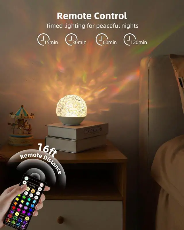 Alt view image 5 of 7 - Waterproof Shower Lamp, Shower Light for Inside Shower with 16 Colors, Rechargeable Water Ripple Ambient Lighting, Remote & Touch Control, Cordless for Bathroom Bathtub Shower Relaxation Gift - White