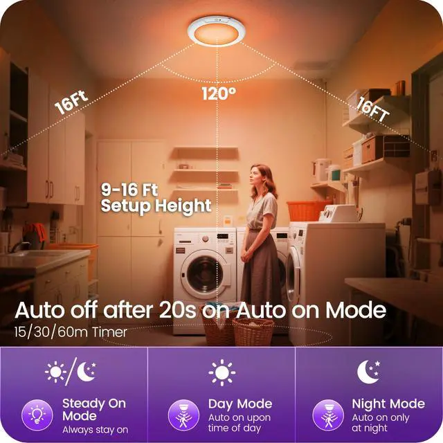 Alt view image 6 of 7 - Motion Sensor Rechargeable Shower Light for Inside Shower with Remote, RGBW Battery Operated Ceiling Light, Wireless, Color-Changing Ambient Light, Warm-to-Cool Whites, Dimmable, Timer, Magnetic