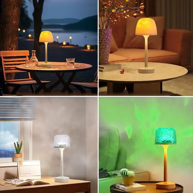 Alt view image 7 of 7 - Shower Lamp Waterproof, Rechargeable Inside Bathroom Shower Light 16 Color Ocean Wave Projector with Remote, 3 Color Temperature, Dimmable Table Lamp for Bathtub Bedroom, Game Room Parties