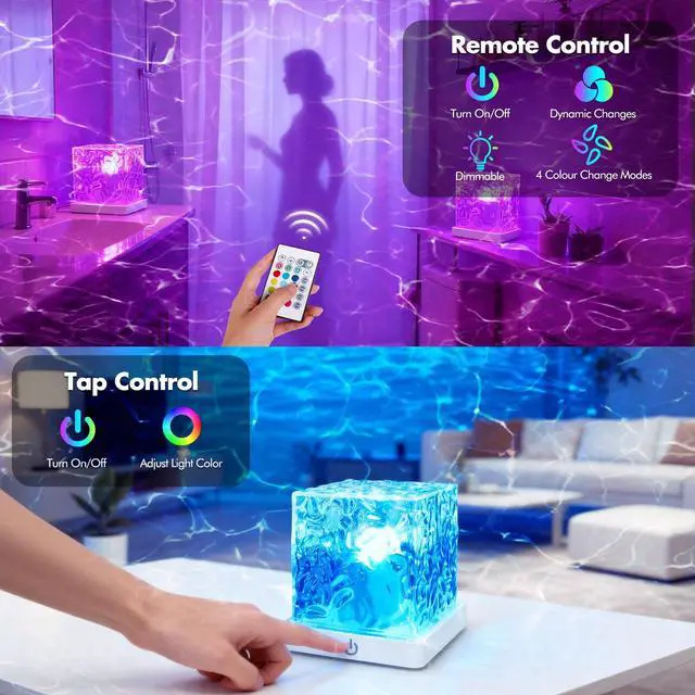 Alt view image 4 of 7 - Shower Light No Wiring, Rechargeable 16 Color Ocean Wave Projector Light, Dimmable Waterproof Shower Lamp with Remote, Ocean Lamp for Shower, Bathroom Night Light, Birthday Gifts for Girl