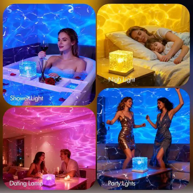 Alt view image 7 of 7 - Shower Light No Wiring, Rechargeable 16 Color Ocean Wave Projector Light, Dimmable Waterproof Shower Lamp with Remote, Ocean Lamp for Shower, Bathroom Night Light, Birthday Gifts for Girl
