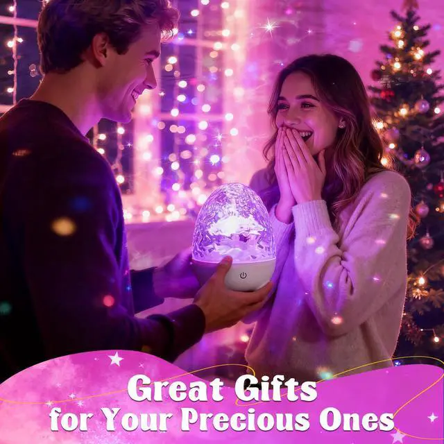 Alt view image 7 of 7 - Waterproof Shower Light for Inside Bathroom, Egg-Shape Rechargeable Kids Bath Light, RGBW 13 Color Changing Shower Lamp Ocean Wave Projector Mood Night Lighting