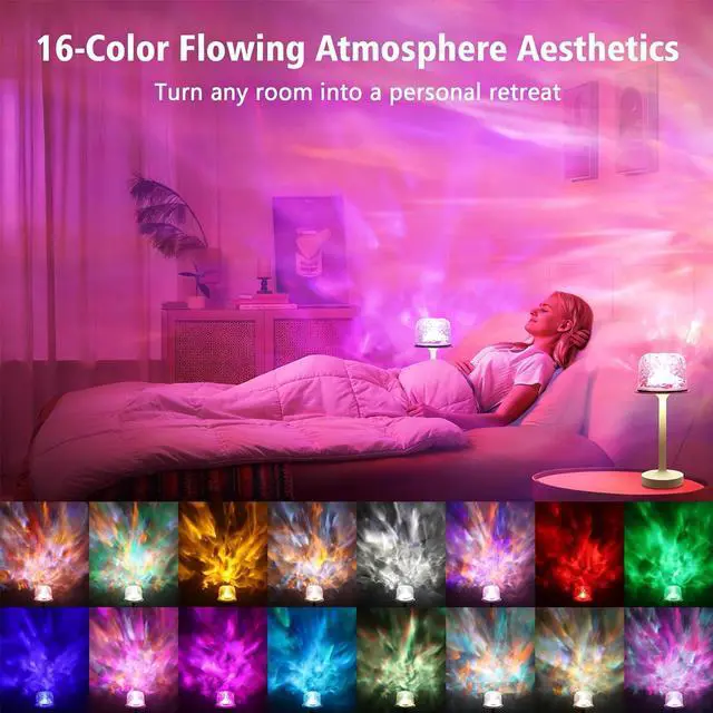 Alt view image 4 of 7 - Waterproof Spa-Like Shower Lamp,16 Color Ocean Wave Projector Night Light for Inside Shower,Rechargeable Shower Light with Touch & Remote Control for Room Decor,Gifts for Women, Couples