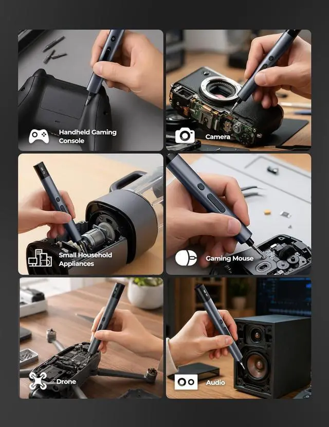 Alt view image 3 of 7 - Electric Precision Screwdriver Set, 80 Magnetic Bits, Max 0.75N.m Torque, Mini Electric Screwdriver with 5 Torque Levels, Cordless Repair Tool for Electronics, PC Build, Laptop, Phone and Camera