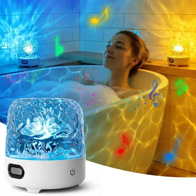 Main image of Shower Lamp Waterproof with Bluetooth Speaker, SPA-Like Ocean Shower Light with White Noise and 16 Color Wave Projector for Inside Shower&Bathtub, Remote Control, Gift for your partner or relatives