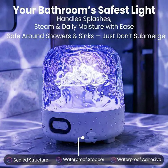 Alt view image 4 of 7 - Shower Lamp Waterproof with Bluetooth Speaker, SPA-Like Ocean Shower Light with White Noise and 16 Color Wave Projector for Inside Shower&Bathtub, Remote Control, Gift for your partner or relatives