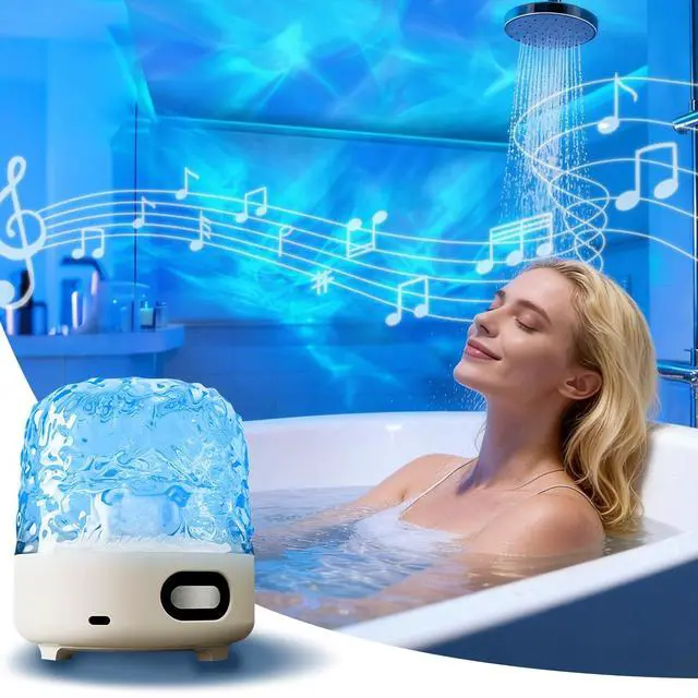 Main image of Spa-Like Shower Lamp with Bluetooth Speaker,Waterproof 16-Color Ocean Wave Projector Light, Rechargeable Bathroom Lamp with Touch&Remote Control,Cordless Light for Inside Shower/Bathtub