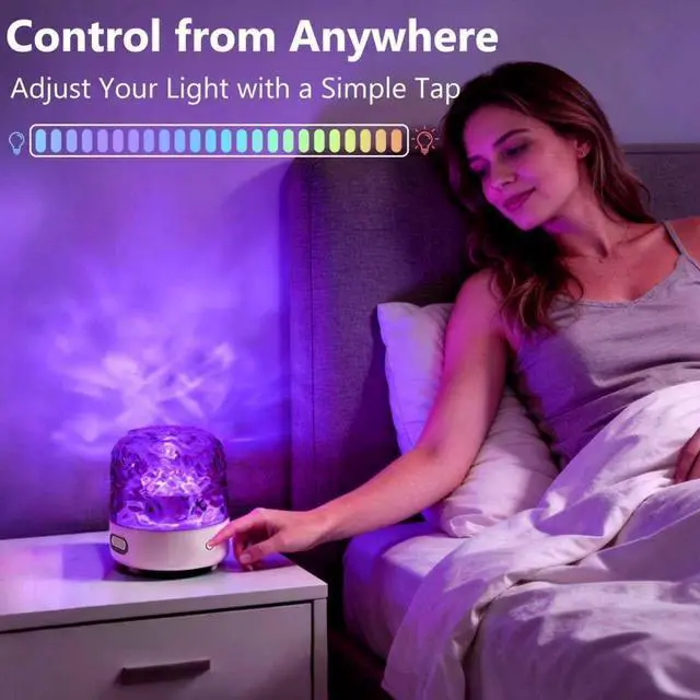 Alt view image 7 of 7 - Spa-Like Shower Lamp with Bluetooth Speaker,Waterproof 16-Color Ocean Wave Projector Light, Rechargeable Bathroom Lamp with Touch&Remote Control,Cordless Light for Inside Shower/Bathtub