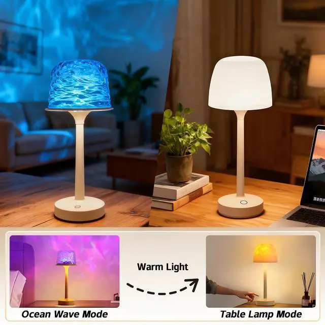 Alt view image 6 of 7 - Waterproof Shower Lamp, Spa-Like Bathroom Light, Rechargeable Cordless Lamp with Touch & Remote Control, 16 Color Ocean Wave Projector, Shower Light for Inside Shower & Bathtub