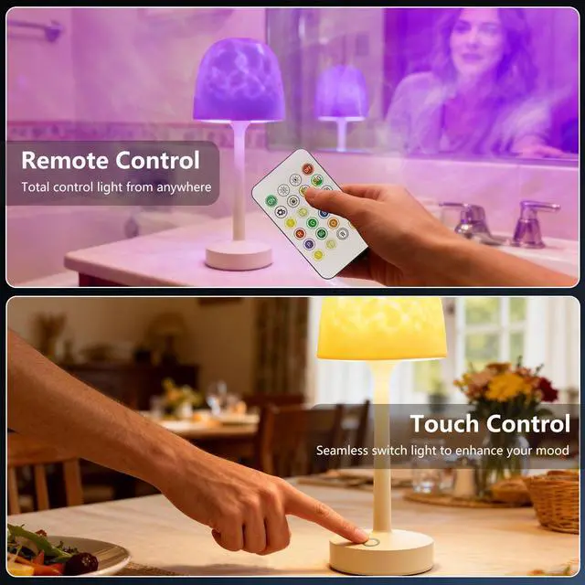 Alt view image 4 of 7 - Waterproof Shower Lamp, Spa-Like Shower Light with 16 RGB Color Ocean Wave Projector with Touch & Remote Control, Cordless Rechargeable Bathroom Lamp for Inside Shower/Bathtub/Bedroom/Outdoor
