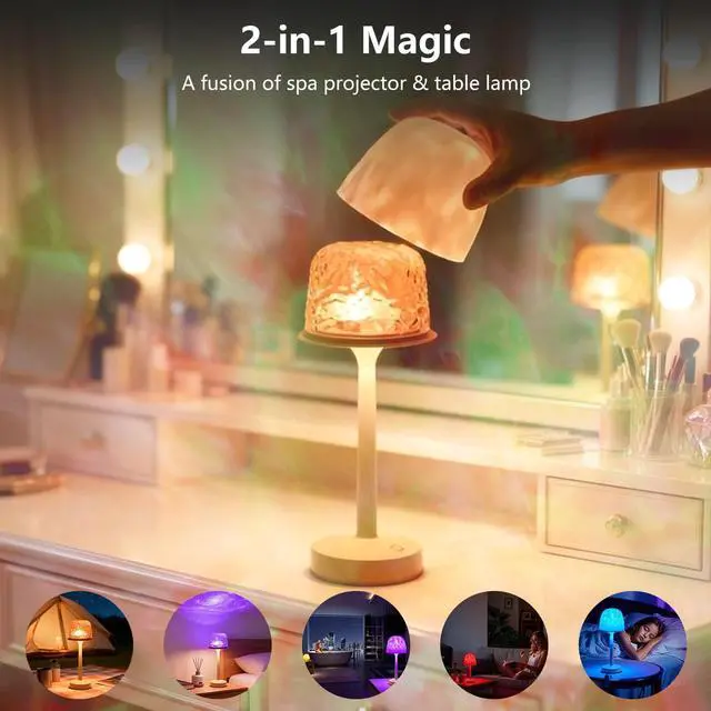Alt view image 5 of 7 - Waterproof Shower Lamp, Spa-Like Shower Light with 16 RGB Color Ocean Wave Projector with Touch & Remote Control, Cordless Rechargeable Bathroom Lamp for Inside Shower/Bathtub/Bedroom/Outdoor