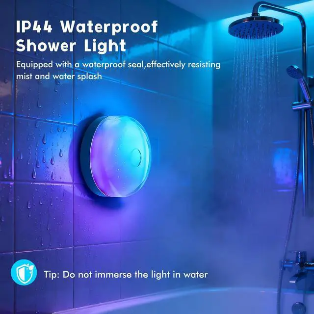 Alt view image 3 of 7 - Waterproof Shower Light for Inside Shower, 15 Colors Rechargeable Shower Lights with Remote Timer Dimmable, LED Bathroom Mood Lighting, Magnetic Wireless Ceiling Light for Shower Closet Bedroom,2 Pack