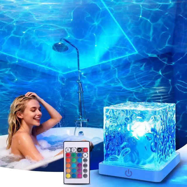 Main image of Shower Light No Wiring, Rechargeable 16 Color Ocean Wave Projector Light, Dimmable Waterproof Shower Lamp with Remote, Ocean Lamp for Shower, Bathroom Night Light, Birthday Gifts for Girl