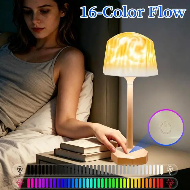 Alt view image 5 of 7 - Waterproof Shower Lamp with 16 Color Ocean Wave Projector,Rechargeable Shower Light with Remote & Touch Control,3 White Modes LED Light,USB-C Cordless Lights for Bathroom,Bedroom,Birthday Gift