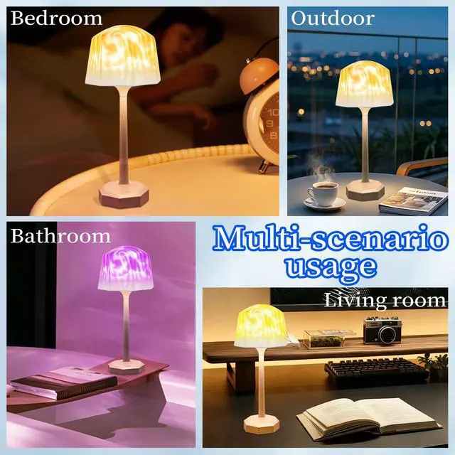 Alt view image 6 of 7 - Waterproof Shower Lamp with 16 Color Ocean Wave Projector,Rechargeable Shower Light with Remote & Touch Control,3 White Modes LED Light,USB-C Cordless Lights for Bathroom,Bedroom,Birthday Gift