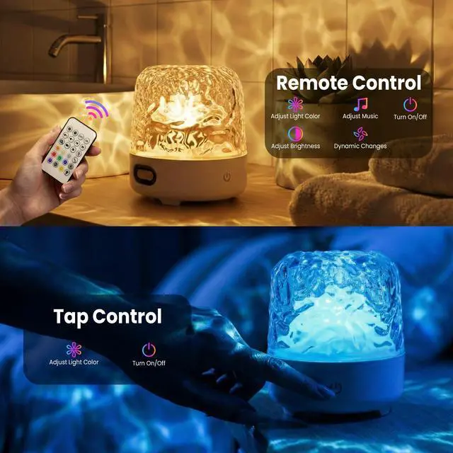 Alt view image 5 of 7 - Shower Lamp Waterproof with Bluetooth Speaker, SPA-Like Ocean Shower Light with White Noise and 16 Color Wave Projector for Inside Shower&Bathtub, Remote Control, Gift for your partner or relatives
