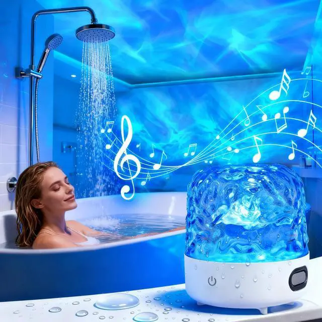 Main image of Shower Light with Bluetooth Speaker, Waterproof Shower Lamp with White Noise, 16 Colors Ocean Wave Projector Light with Remote & Touch Control, Music Lamps for Inside Shower Bathroom Bathtub