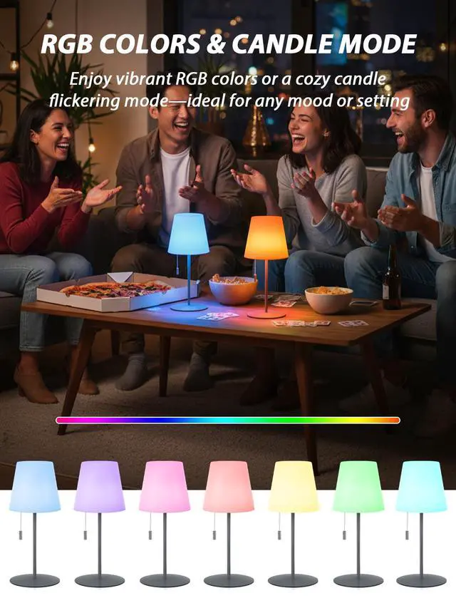 Alt view image 4 of 7 - Shower Lamp Waterproof with Warm White & RGB, Cordless Lamp Rechargeable with Remote, 4000mAh Battery Operated Light LED, Outdoor Lamp Portable for Indoor Outdoor Bathroom Home Patio (Gray)