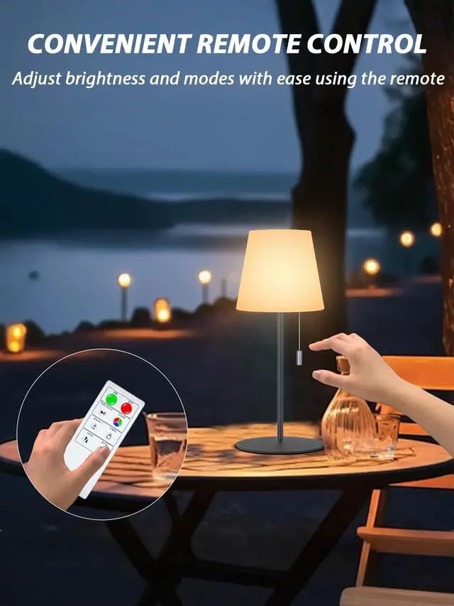 Alt view image 5 of 7 - Shower Lamp Waterproof with Warm White & RGB, Cordless Lamp Rechargeable with Remote, 4000mAh Battery Operated Light LED, Outdoor Lamp Portable for Indoor Outdoor Bathroom Home Patio (Gray)