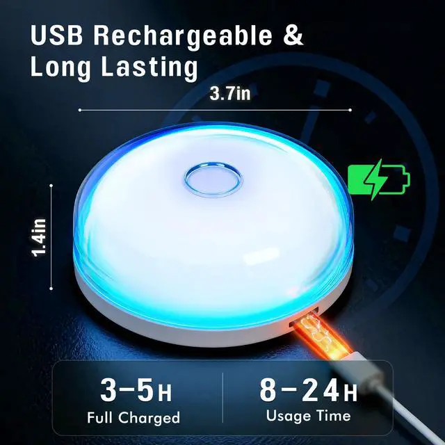 Alt view image 4 of 7 - 4-Pack Shower Light for Inside Shower, 15 RGBW Color Changeable shower Lamp Waterproof with Remote(DimmableTimer), Bathroom Light, Wireless LED Mood Lighting for Bedroom, Closet, Party, Night Light