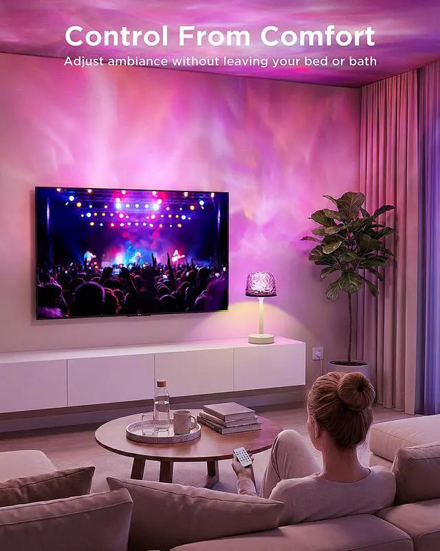 Alt view image 7 of 7 - Waterproof Shower Lamp, Rechargeable Cordless Bathroom Light with Ocean Wave Projector, 16-Color Changing LED Mood Light with Touch & Remote Control for Bathtub, Spa and Bathroom Decor & Gifts