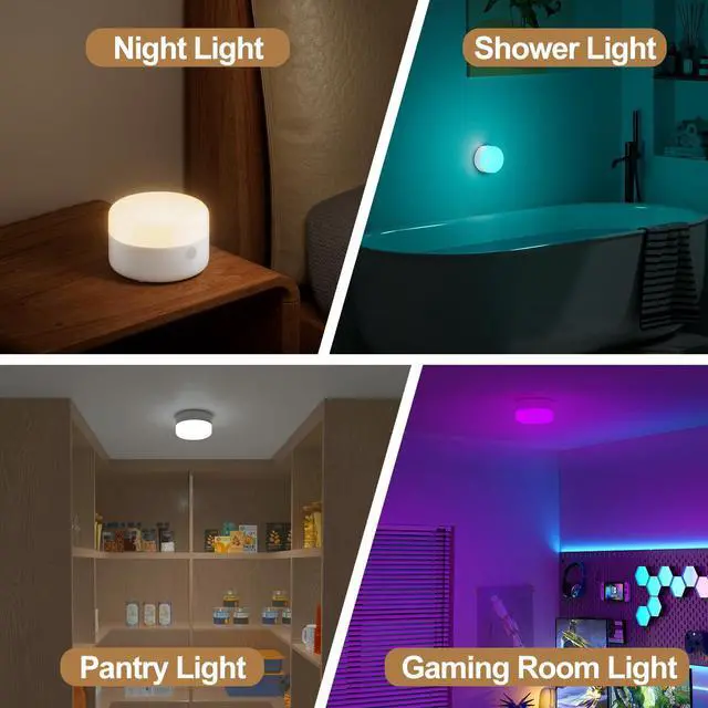 Alt view image 6 of 7 - Rechargeable Shower Light with Silicone Cover, 4000mAh, RGBW, Cordless Waterproof LED Shower Lights for Inside Shower, Remote Control & Magnetic Mount, Shower Lamp for Bathroom Closet Bedroom, 1 Pack