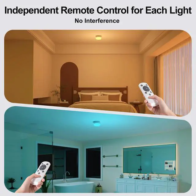 Alt view image 5 of 7 - Rechargeable Shower Light with Silicone Cover, 4000mAh, RGBW, Cordless Waterproof LED Shower Lights for Inside Shower, Remote Control & Magnetic Mount, Shower Lamp for Bathroom Closet Bedroom, 1 Pack