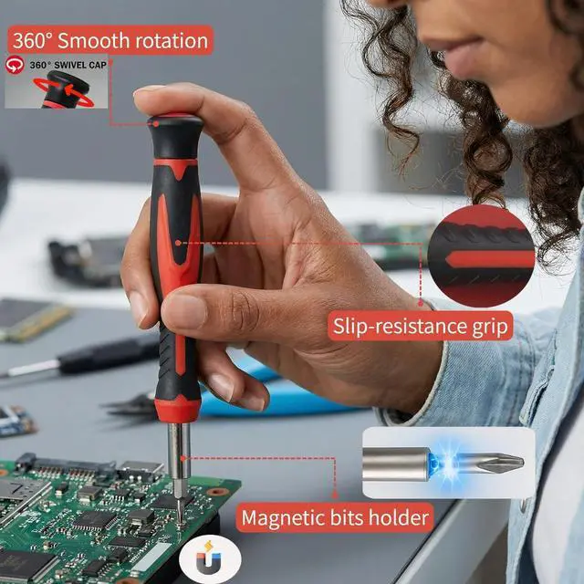 Alt view image 4 of 7 - Small Screwdriver Set, 25-in-1 Precision Screwdriver Kit with Security Star Bits,Pentalobe Bits, Mini Repair Tool for iPhone, PS5, Laptop, Glasses, Watch & Other Electronics, with Compact Storage Case
