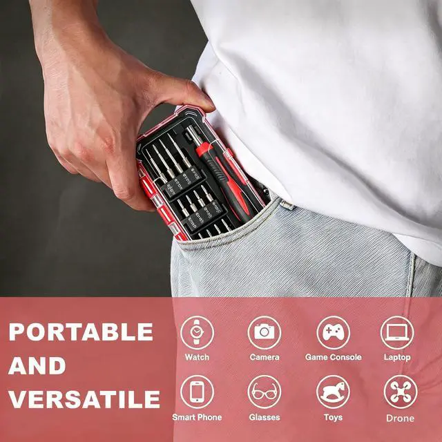 Alt view image 6 of 7 - Small Screwdriver Set, 25-in-1 Precision Screwdriver Kit with Security Star Bits,Pentalobe Bits, Mini Repair Tool for iPhone, PS5, Laptop, Glasses, Watch & Other Electronics, with Compact Storage Case