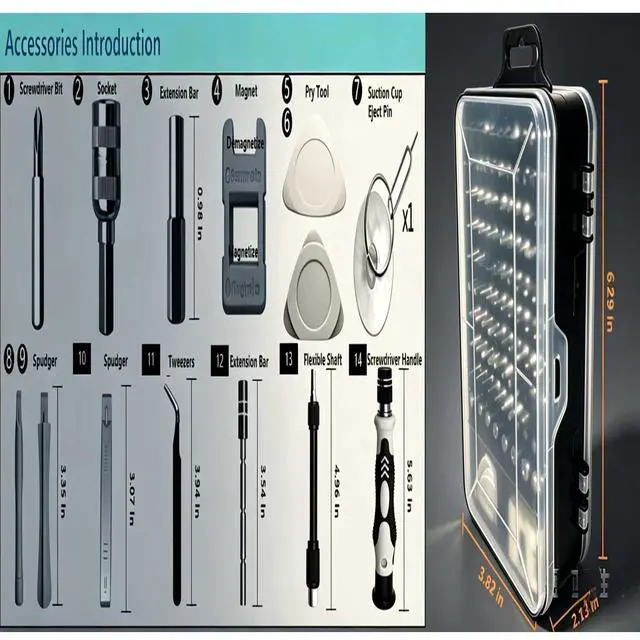Alt view image 3 of 6 - 115-in-1 Magnetic Precision Screwdriver Set, 98 Bits Electronics Repair Tool Kit with Flexible Shaft, Pry Tools for Phone, Laptop, Watch, Game Console & Small Devices