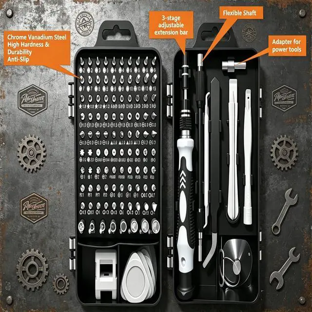 Alt view image 4 of 6 - 115-in-1 Magnetic Precision Screwdriver Set, 98 Bits Electronics Repair Tool Kit with Flexible Shaft, Pry Tools for Phone, Laptop, Watch, Game Console & Small Devices
