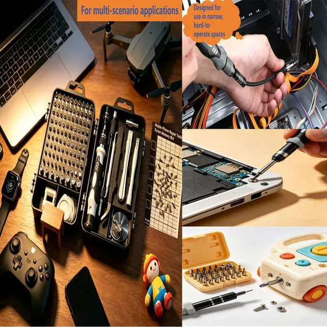Alt view image 6 of 6 - 115-in-1 Magnetic Precision Screwdriver Set, 98 Bits Electronics Repair Tool Kit with Flexible Shaft, Pry Tools for Phone, Laptop, Watch, Game Console & Small Devices