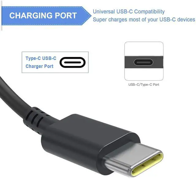 Alt view image 3 of 7 - 100W 90W USB C Type-C Charger for Lenovo Thinkpad Carbon x1 5th 6th Gen, GX20M33579 4X20M26268 IdeaPad 13" 720 P580 P500 Y400 Y500 Yoga 370 910 920 X280 X390 X395 Laptop Power AC Adapter