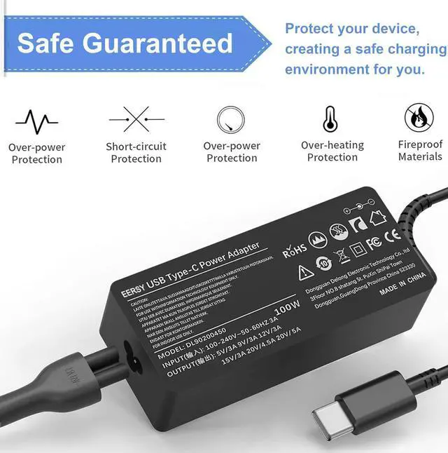 Alt view image 5 of 7 - 100W 90W USB C Type-C Charger for Lenovo Thinkpad Carbon x1 5th 6th Gen, GX20M33579 4X20M26268 IdeaPad 13" 720 P580 P500 Y400 Y500 Yoga 370 910 920 X280 X390 X395 Laptop Power AC Adapter