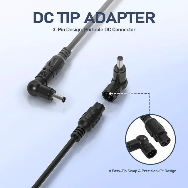 Alt view image 6 of 7 - 100W USB-C Laptop Charger with 13 Tips, Universal AC Adapter Compatible with Dell HP MacBook Vivobook ThinkPad IPad Lenovo Acer Asus Samsung, 90W 65W 45W Chromebook Power Supply
