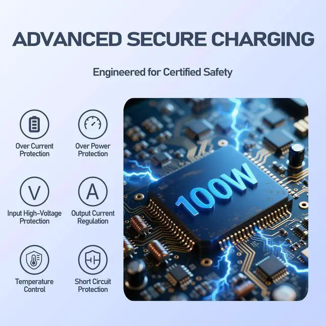 Alt view image 5 of 7 - 100W USB-C Laptop Charger with 13 Tips, Universal AC Adapter Compatible with Dell HP MacBook Vivobook ThinkPad IPad Lenovo Acer Asus Samsung, 90W 65W 45W Chromebook Power Supply