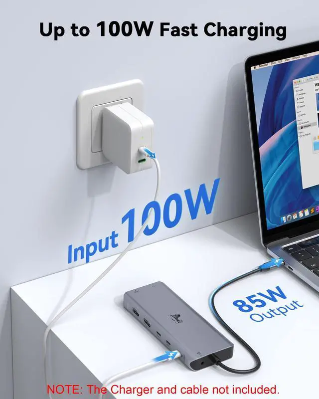 Alt view image 5 of 7 - USB C Docking Station Dual Monitor for Laptop, 14-in-1 USB-C Hub with Triple Display, 2 HDMI + VGA, Ethernet, 6 USB A/C 3.0/2.0, PD, SD/TF, Audio, USBC Dock for Surface/HP/Dell/Lenovo/MacBook
