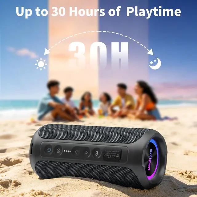 Alt view image 3 of 6 - Portable Bluetooth Speaker Wireless (2nd Gen), 40W Powerful Sound and Deep Bass, 30 Hours Playtime, IPX7 Waterproof, TWS for 2 Speakers Pairing for Shower, Outdoor - Electronics Gift (Black)