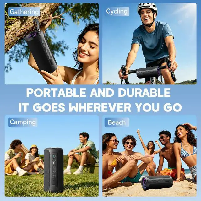 Alt view image 6 of 6 - Portable Bluetooth Speaker Wireless (2nd Gen), 40W Powerful Sound and Deep Bass, 30 Hours Playtime, IPX7 Waterproof, TWS for 2 Speakers Pairing for Shower, Outdoor - Electronics Gift (Black)