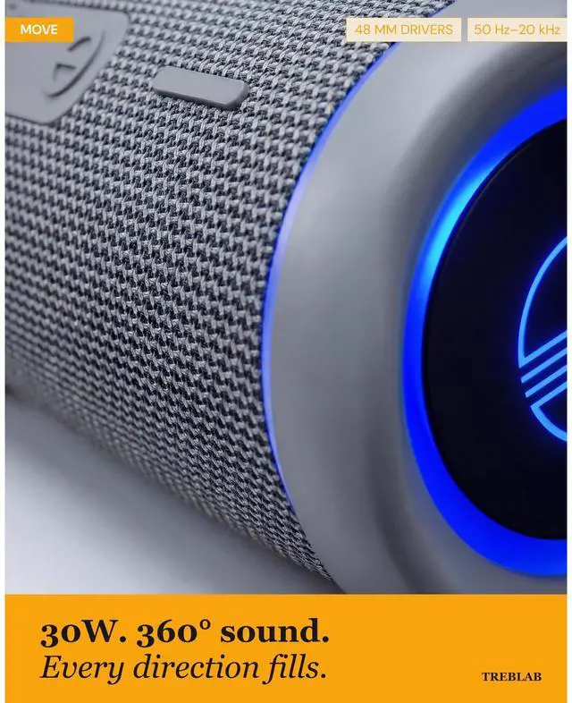 Alt view image 3 of 7 - HD77 Waterproof Bluetooth Speaker, 30W Loud 360° Sound, Deep Bass, IPX7, TWS Pairing, RGB Lights, 20H Battery, Portable Wireless Speaker for Outdoor, Beach, Camping, Party, Travel