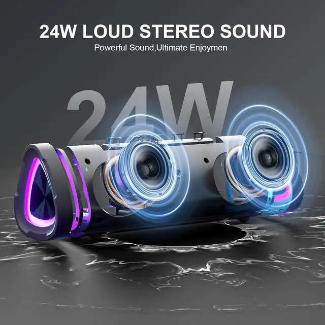 Alt view image 2 of 6 - Wireless Portable Bluetooth Speaker with 24W Stereo Sound,24H Playtime, IPX7 Waterproof,TWS Dual Pairing,Suitable for Home/Outdoor